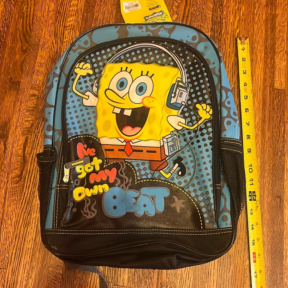 New tags SpongeBob squarepants I've got my own beat Kids Backpack blue black vtg